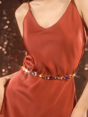 Midsummer Dream Waist Chain Colorful Zircon Water Diamond Chain Belt Accessories Creative Waist Cover Decoration