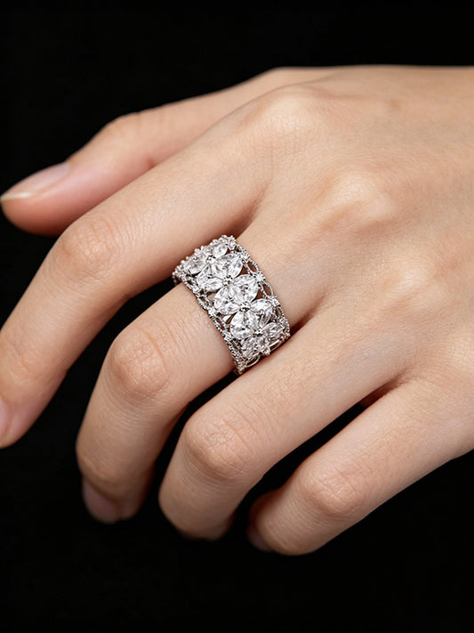 Floral Melody Wide Ring' Luxurious Wreath Adjustable Opening