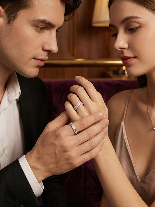Moment of Heartbeat Perfect Couple Rings S925 Silver Adjustable Opening