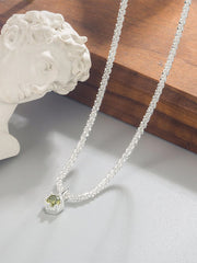 Rare Green Diamond Embedded Pearl Necklace