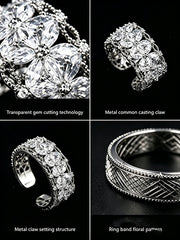 Floral Melody Wide Ring' Luxurious Wreath Adjustable Opening