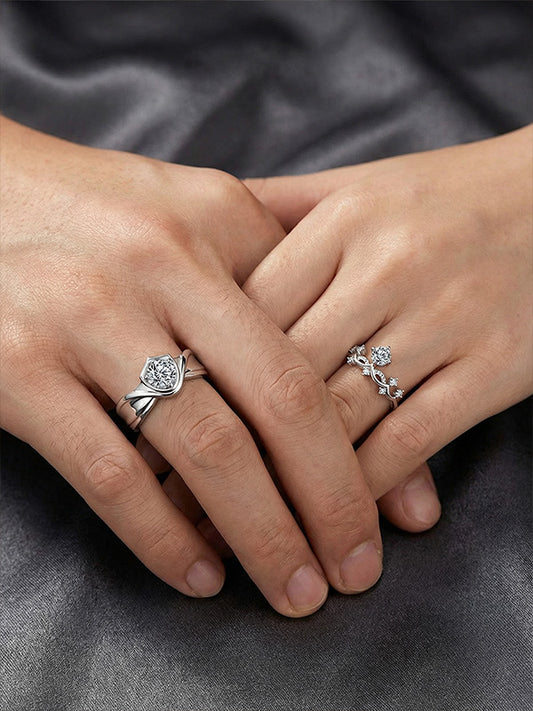Princess and Knight Couple Rings S925 Material Adjustable Opening