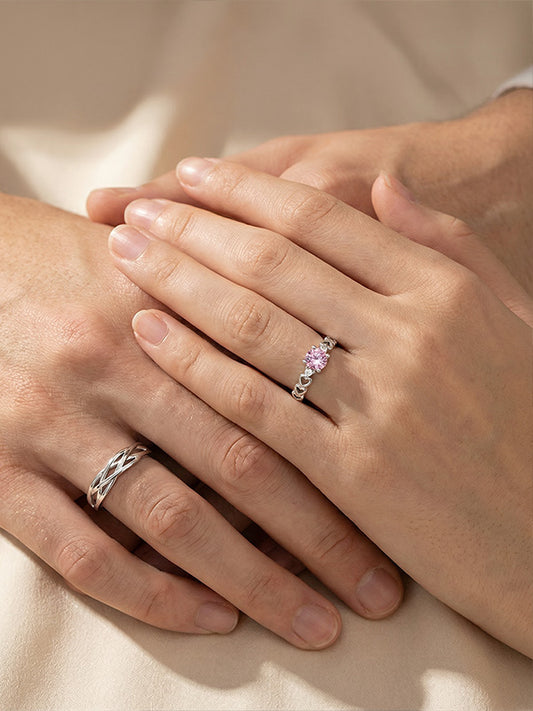 Weave of Love Stylish Couple Rings Adjustable Opening S999 Sterling Silver
