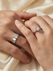 Beloved Selection: Shining Couple Rings‘ Witnessing Unwavering Love Size Adjustable S925