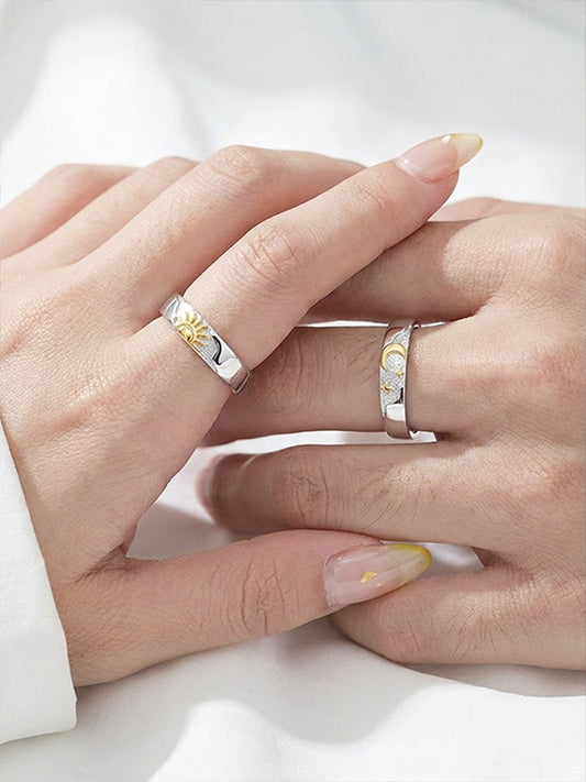 "Sun & Moon Diamond Couple Rings'" — Two Halves, One Love
