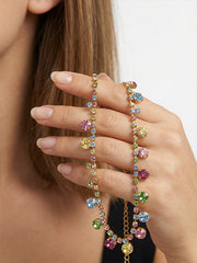 “Candy Diamond” Multi Colored Gemstone Gold Necklace Light Luxury Niche Collarbone Chain