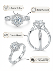 Sterling Silver Vega Snowflake Six-Prong Cubic Zirconia Engagement Ring' Sparkling Wedding Diamond with Dazzling Brilliance Timeless Anniversary Gift