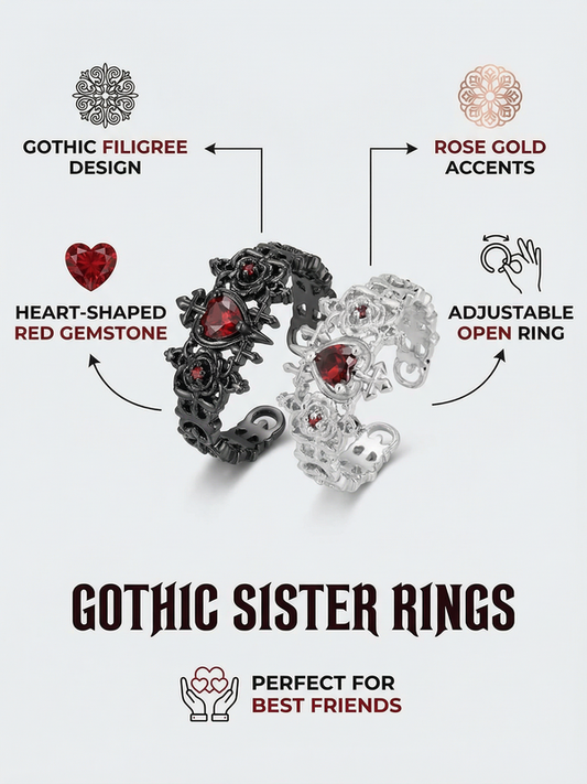 Gothic Queen Love Couple Rings Adjustable Opening