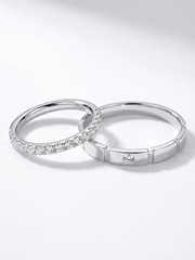 Radiant Duo Sparkling Couple Rings' For An Eternally Shining Union Size Adjustable