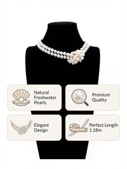 “Crown Jewelry” Freshwater Aquaculture "Seedless Pearl" Lengthened "Sweater Necklace"S925 Silver（8mm-9mm）Flower