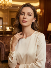 Freshwater Cultured Pearl Necklace Chic Gold Accented Pearl Necklace