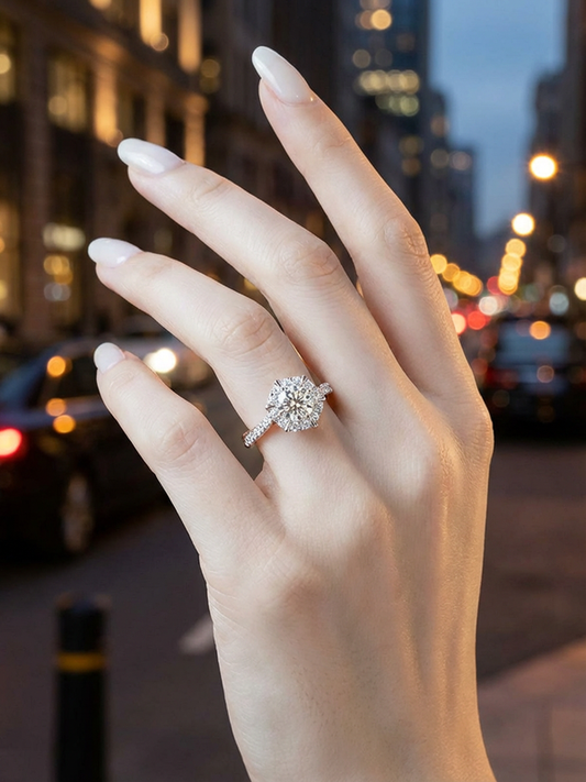 Sterling Silver Vega Snowflake Six-Prong Cubic Zirconia Engagement Ring' Sparkling Wedding Diamond with Dazzling Brilliance Timeless Anniversary Gift