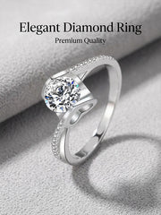 Sterling Silver 3D Heart Engagement Ring' with Angel Kiss Design & Adjustable Open Band