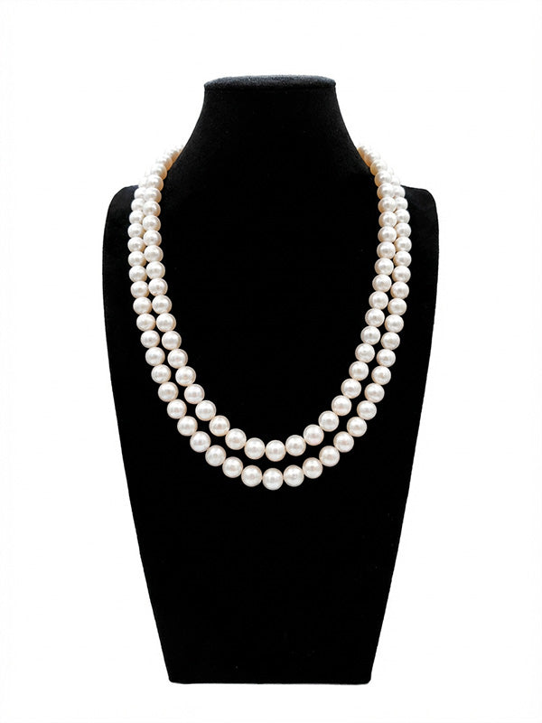 “Crown Jewelry” Freshwater Aquaculture "Seedless Pearl" Lengthened "Sweater Necklace"S925 Silver（8mm-9mm）Two