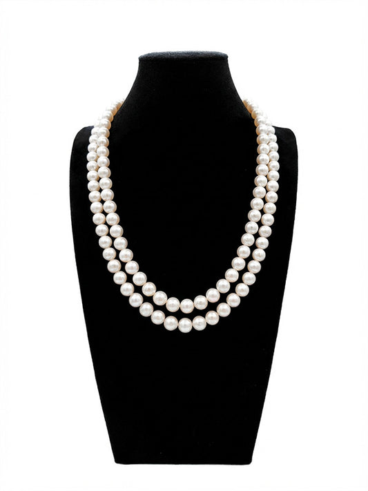 “Crown Jewelry” Freshwater Aquaculture "Seedless Pearl" Lengthened "Sweater Necklace"S925 Silver（8mm-9mm）Two