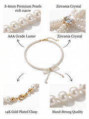 ‌Charming Pearl Adorned Necklace ‌Exquisite Pearl Lace-Up