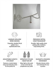 Hollow Rose Waist Chain Belt Waist Seal Silver Hardware Chain Accessory 2025 New Versatile