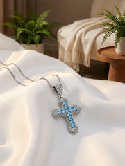 Radiant Brilliance Exquisite Diamond-Encrusted Cross Necklace