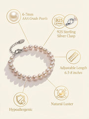 Freshwater Cultured Pearl Bracelet Casual Simple White Pearl Bracelet Fashionable Gift for Women 6-7mm