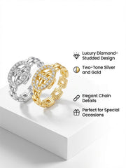 Trendy Pig Nose Ring‘ Diamond Ring Lock Adjustable Opening