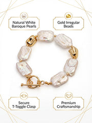 Elegant Baroque Pearl & Gold Bracelet Unique Luxury Accessory