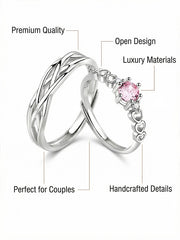 Weave of Love Stylish Couple Rings Adjustable Opening S999 Sterling Silver