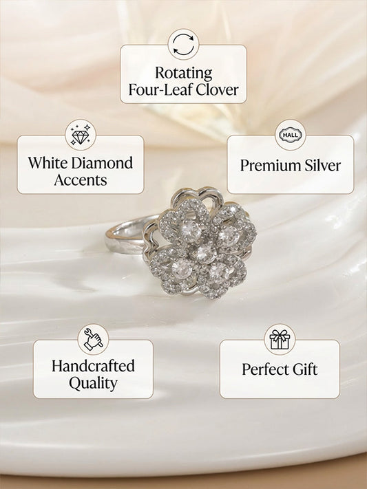 Fortune Turns‌ Rotating Clover Brilliant Ring‘ Lucky Every Day
