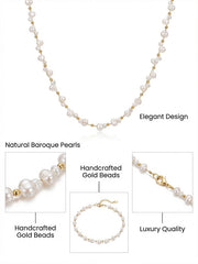 Freshwater Cultured Pearl Necklace Chic Gold Accented Pearl Necklace