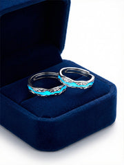 Starlit Embrace Couple Rings Moonlight Vows That Never Part Night Light S925 Silver Adjustable Opening