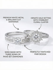 Three Lifetimes Bond Luxurious Couple Rings Adjustable Opening