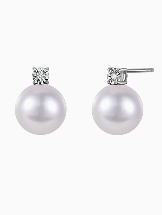 Diana-Style Shell Pearl S925 Silver Stud Earrings Elegant Premium Ear Accessories 12mm