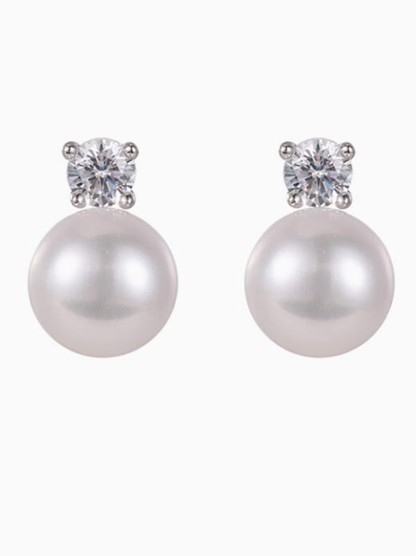 Diana-Style Shell Pearl S925 Silver Stud Earrings Elegant Premium Ear Accessories 12mm