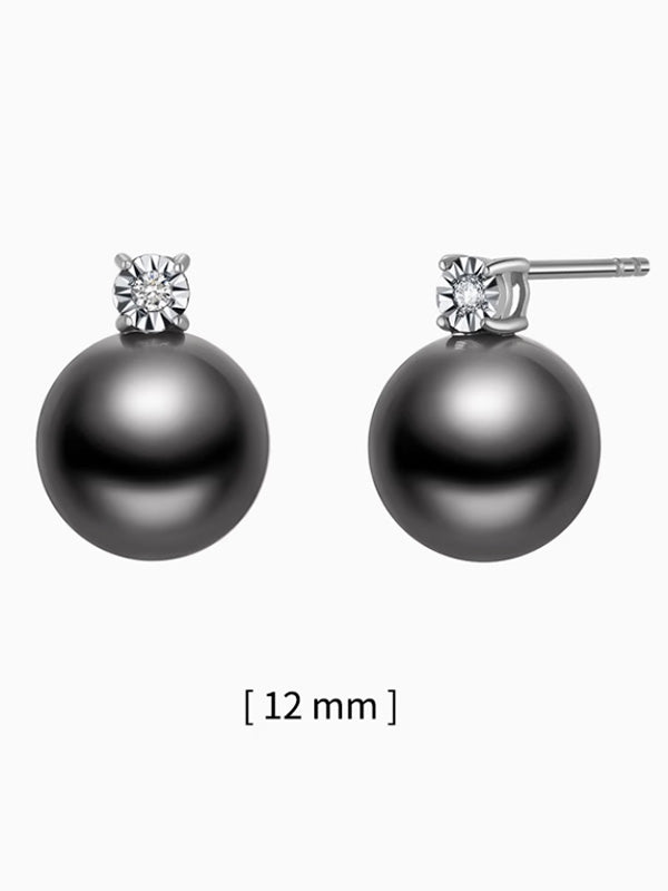 Diana-Style Shell Pearl S925 Silver Stud Earrings Elegant Premium Ear Accessories 12mm