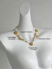 Golden Tea Flower Waist Chain Mountain Tea Flower Pearl Flower Golden Fragrance Sweater Chain Long Necklace
