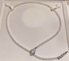 Kalung Mutiara Budidaya Air Tawar "Seri Ular Bermata Hijau" Edisi Terbatas Bahan Perak Sterling