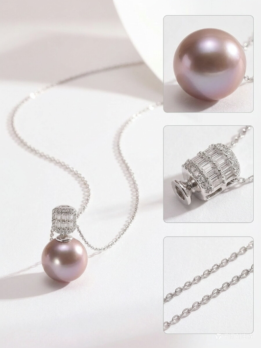 Shell Beads Dreamy Purple Pearl Pendant Necklace 12mm