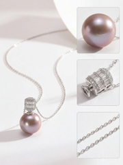 Shell Beads Dreamy Purple Pearl Pendant Necklace 12mm